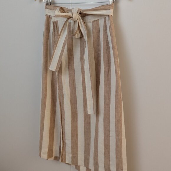 Everlane The Linen Wrap Skirt in Bone/Caramel - Size 4 - Picture 2 of 3